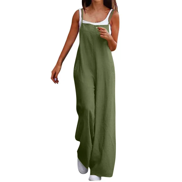 Women'S%20Casual%20Loose%20Jumpsuit%20Linen%20Breathable%20And%20Comfortable%20Simple%20Shoulder%20Strap%20Jumpsuit%20Summer%20Fashion%20Streetwear%20-%20Image%204
