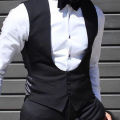 Black Men Vest for Wedding Groom One Piece Slim Fit Suit Waistcoat Solid Color Male Fashion Coat. 