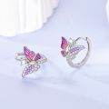 Hot Sale 925 Sterling Silver Purple Butterfly Zircon Exquisite Earrings Suitable For Girls' Charming Jewelry . 