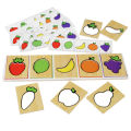 Wooden Montessori Early Education Fruit Vegetable Pairing Puzzle Kids Color Recognition Game Educational Toys For Children. 