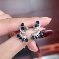 Shining Blue Zircon Flower Earrings for Women's Temperament, Banquet Jewelry, Anniversary . 