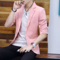 Summer 2025 Men's Mid-Sleeve Slim Fit Suit Korean Style Handsome Youth Seven-Quarter Jacket Small Suit Collection.