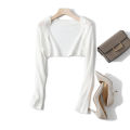 Long Sleeve Crop Cardigan for Women Plain Shrug Top Open Front Knitted Sweater Jacket Summer Teen-girl Fairycore Outfit. 