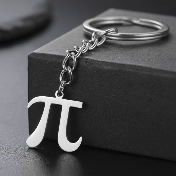 Geometric Symbol Pi Pendant Keychain Stainless Steel Classic ...