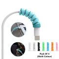 4-in-1 Spiral Silicone Cable Protector Bobbin Winder for Android iPhone Handsfree Earphones Headphones Fast Charging Durable Charger Cord Protector Flexible Cable Management Tangle-Free Design Easy Installation for Home Office and Travel. 