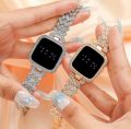Luxury Watch Full Diamond Touch Screen LED Watch Steel Chain with Diamonds Ladies Watches For Female Women Girl. 