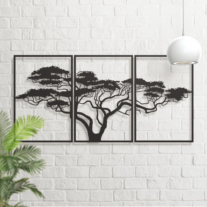 3pcs Black Metal Wall Art Decor Tree Of Life Metal Tree Wall Art Tree ...
