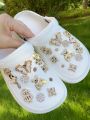 18pcs Fashionable Gold Tone Rhinestone Bear Shoe Boot Accessories Suitable For Clogs, Garden Shoes, Beach Shoes, DIY Detachable.