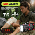 Emergency Radio with SOS Alarm, AM/FM/SW & Flashlight. 2000mAh Battery & Solar/Hand Crank Charging for Outdoor Survival..
