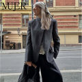 MUJER Women's Tailoring Blazers Vintage Office Blazer Woman Faux Wool Coats for Women Streetwear Outerwears Fitted Jacket Women.