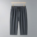 Men's Ice Silk Seven-Quarter Pants 2025 Summer Thin Riding Breeches Loose-Fit Quick-Drying Casual Solid Sports Mid-Waist Shorts. 