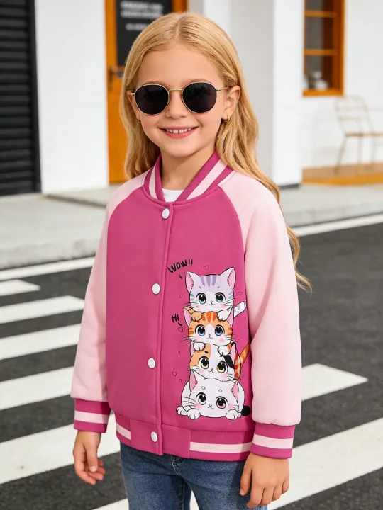 Little%20girl's%20cartoon%20baseball%20jacket%20with%20heart-shaped%20cat%20pattern,%20suitable%20for%20children's%20casual%20outdoor%20daily%20activities%20-%20Image%202