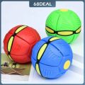 Flat Ball Flying Ball Toy Throw Disc Ball UFO Flat Magical Flying Saucer Ball Magic Change Shape Toys Outdoor Step Ball Deformation Foot Ball with 3 Color LED Light for Kids. 