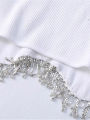 High Street Hem Tassel Diamond Beading Knitting T Shirt Chic Short Camis Tank Lady Slim Crop Vest Tops.