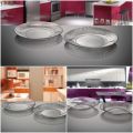 Set of 6 Diamond (Soup (Curry )Plates, Rice Plates, Desert (Quarter )  )Transparent Glass. 