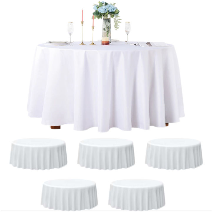 White Round Tablecloths Overlay Cover, Smooth Fabric Table Cloth, Wedding Party, Hotel Decor, Multi Size Optional, 145-335cm