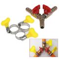 Three-Way Valve 3 Way Hose Connector Barb Ball Valve Y Shape Pipe with three handle gas pipe clips. 
