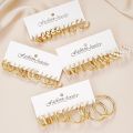 24 Pairs/Set New Gold-Color Crcular Earrings Set Metal Vintage Circle Geometric Twist for Women Girls Trendy Jewelry Gifts 2024. 