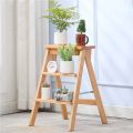 Step Chair Step Stool Folding Step Stool Wooden Counter Chair Portable Stepladder Stair Chair Home Library Anti-Slip Climbing Ladder Stool Bookshelf Flower Shelf, Natural Wood. 