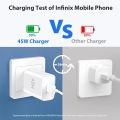Original 45 W Infinix Charger Adaptor with and without Cable for Infinix Note 40 Pro 30 Pro 5G Zero 20 GT 10 Pro, USB Power Supply Plug Charging Plug Quick Charger Adapter Power Plug for Infinix Hot 40 Pro Note 30. 