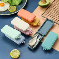 4Pcs Portable Tableware Set Wheat Straw Dinnerware Detachable Cutlery Travel Tableware Picnic Dinnerware Set Camping Cutlery Set.