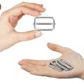 Metal Rectangle Adjuster Slides - Nickel-Plated Buckle for Belts and Bags, 15-Piece Set. 
