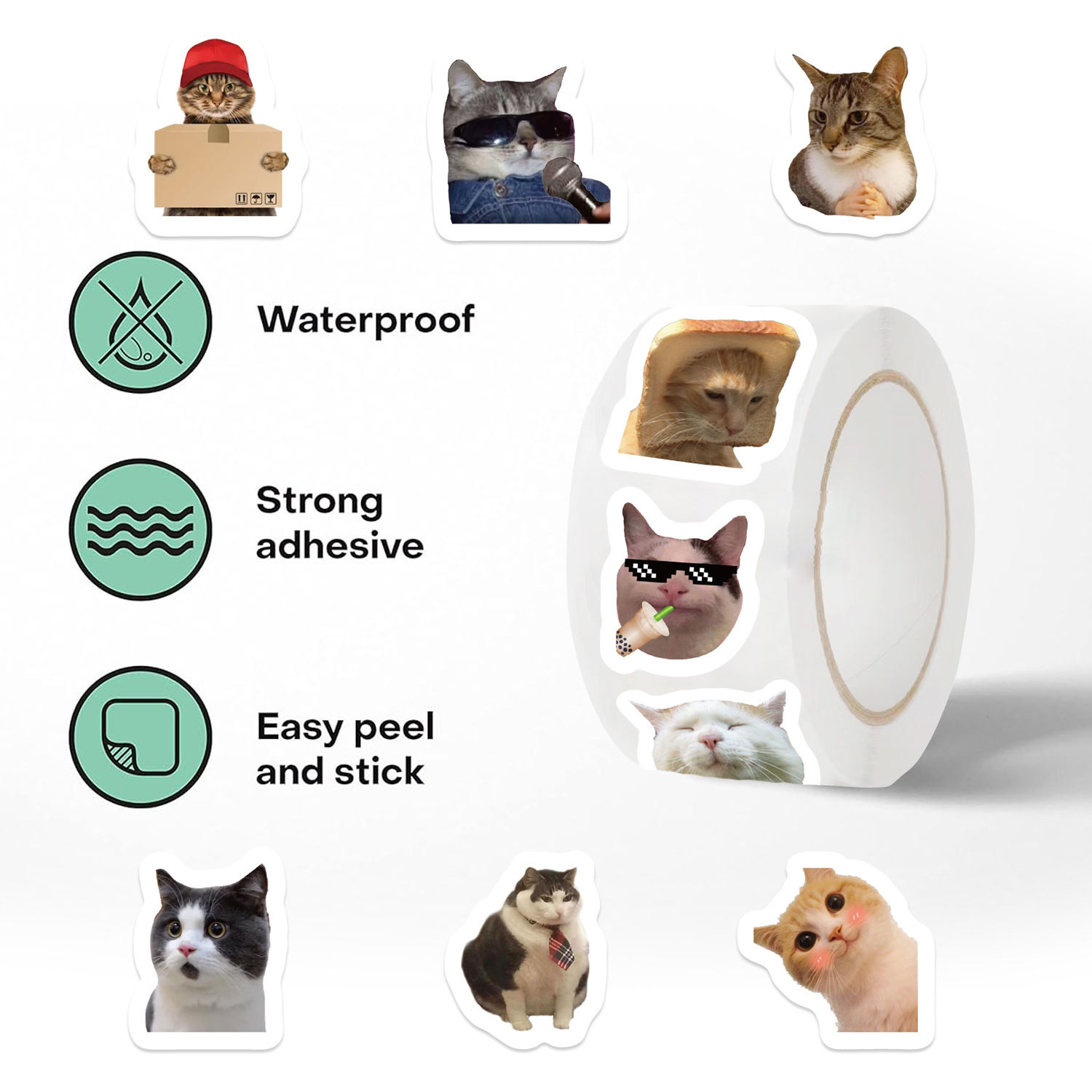 500pcs-roll-cute-meme-cat-sticker-waterproof-graffiti-stikers-laptop