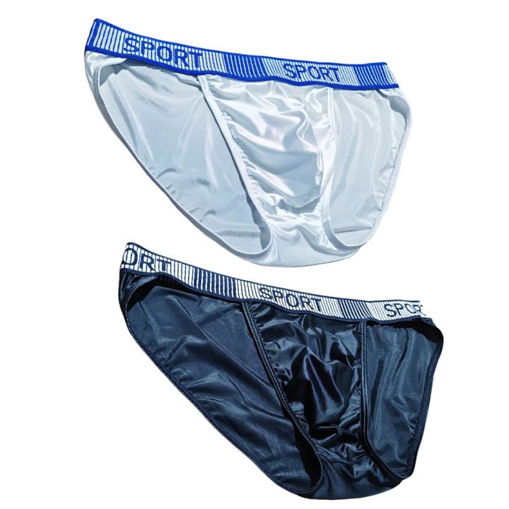 Men High Fork Briefs Mid Waist Elastic Breathable U Convex Underpants Ice Silk Men's Underwear Close Fitting Silky Shorts