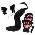 Halloween Cats Costume Set for Girl Cosplay, Halloween Cats Costume Accessories with Headband, Tail, Gloves 3Pcs.