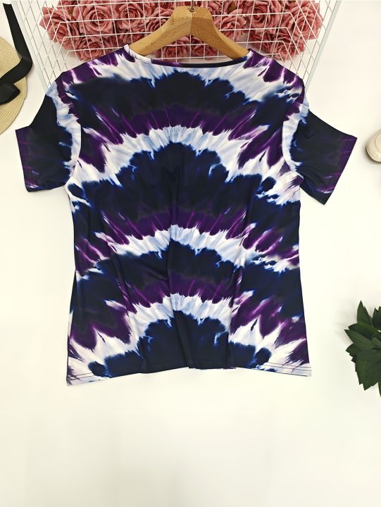 plus%20size%20tie-dye%20heart-print%20T-shirt%20casual%20short-sleeved%20knitted%20top%20round%20neck,%20spring%20and%20summer%20series,%20large%20size%20shirt%20-%20Image%202