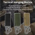 2pcs Tactical Hanging Buckle Molle Nylon Webbing Carabiner Belt Triangle Keychain for Outdoor Climbing Camping Tool Accessory. 