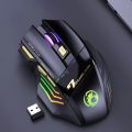 Wireless Gaming Mouse USB IMICE GW-X7 3200DPI Dual Mode Rechargeable 7 Keys 2.4Ghz Silent Mouse Bluetooth 7-color Breathing LED. 