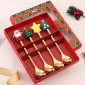 2/4/6Pcs Christmas Fork And Spoon Set,Stainless Steel Creative Tableware,Coffee Tea Dessert Forks And Spoons Set.