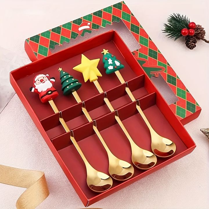 2/4/6Pcs%20Christmas%20Fork%20And%20Spoon%20Set,Stainless%20Steel%20Creative%20Tableware,Coffee%20Tea%20Dessert%20Forks%20And%20Spoons%20%20Set%20-%20Image%204