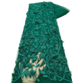 2025 Green 3d Lace Flower Embroidery Applique Fabric High Quality Flowers Lace Fabrics for African Bridal Tulle 5Yards.