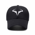 Stylish Black Baseball Cap with Unique White Bull - horn - like Logo, Ideal for Everyday Wear and Outdoor Activities. 