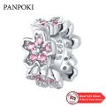 2023 100% Real 925 Sterling Charm Sakura Separation Beads Fit Pandora Original Bracelet Silver Beads Diy Jewelry For Lover. 