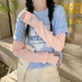 Wrinkle Ice Silk Arm Sleeves for Women Loose Fit Casual Outings Oversized Korean Style Driving Breathable Cooling Sun Sleeves. 