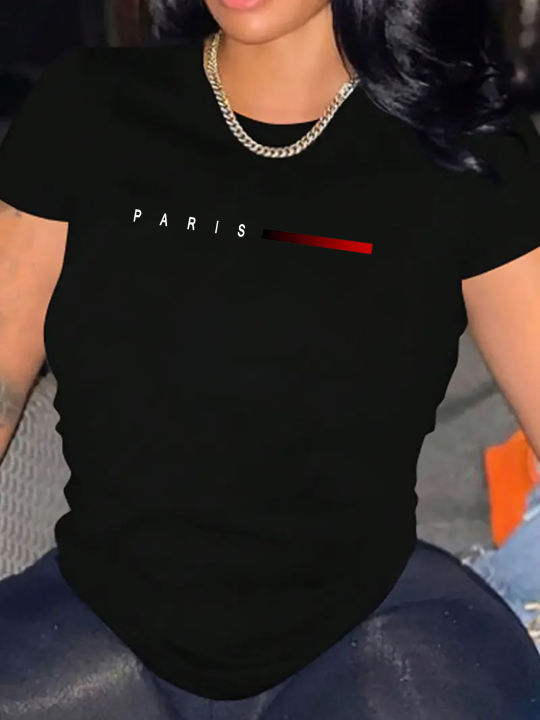 Paris%20Letter%20Print%20Plus%20Size%20T-shirt%20Women's%20Harajuku%20Short%20Sleeve%20Casual%20Women's%20T-shirt%20Clothing%20Street%20Tees%20Aesthetic%20Clothes%20-%20Image%202