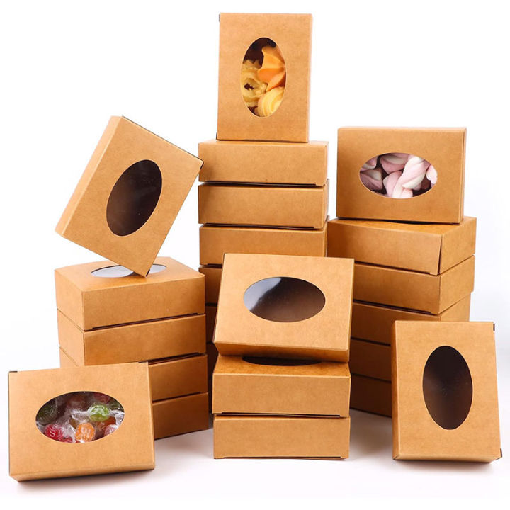 20/30Pcs Mini Kraft Paper Box with Window, Round Soap Packaging Boxes ...
