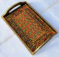 swati traditional art hand painted wooden serving tray.. 