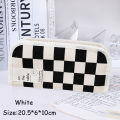 Simple Black and White Plaid Canvas Pencil Case School pencil case Kawaii Stationery Storage Bag aesthetic stationery.