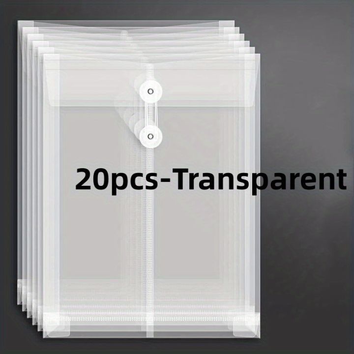 20 Pcs Envelopes With Cord Buckle,Super Thick A4 Size Plastic Folder ...