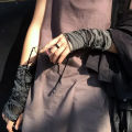 New Hot Sale Fashionable Simple Gothic Fingerless Gloves Unisex Tear Design Stretchy for Party Preparation and Durable. 
