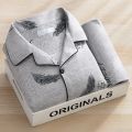 Plus Size Men Pyjamas Fall and Winter Plaid Simple Sleepwear Homewear Cardigan Button down Tops and Pants Nightwear Loungewear. 