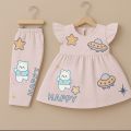 Baby Girl Dresses Cotton Frock And Pajama Trouser For Baby Girls Summer Collection Round Neck Tee Top's Clothes Set Dresses Outfit Suit For Baby Girls Jannat Store. 