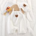 Newborn Baby Summer Thin Bodysuit Girls Sleeveless Suspenders Romper Suit Boys Cute Embroidery Cartoon Pajamas + Hat 2 Piece Set. 