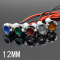 1pcs Signal light 3V 6V 12V 24V 220V 12mm waterproof metal flat circular indicator light with red, yellow, blue-green wires. 