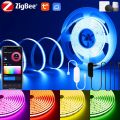 Zigbee DC24V COB LED Strip Light 840leds/m 1-5M RGB High Density Flexible FOB COB Lights TV Bedroom Party DIY Decor  Alexa. 