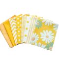 8pcs Yellow Floral Polka Dot Cotton Fabric | Precut Squares for Quilting DIY Crafts. 